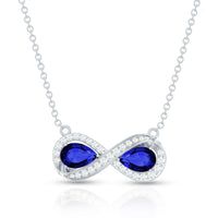 Lab Grown Blue Sapphire Infinity Necklace With Diamond Accent