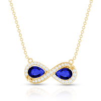 Lab Grown Blue Sapphire Infinity Necklace With Diamond Accent