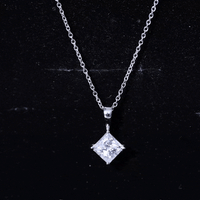 3 CT Princess Cut Moissanite Solitaire Pendant Necklace For Women