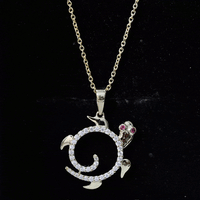 Ruby and Diamond Turtle Necklace With Chain
