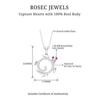 Ruby and Diamond Turtle Necklace With Chain