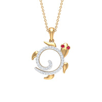 Ruby and Diamond Turtle Necklace With Chain