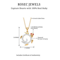 Ruby and Diamond Turtle Necklace With Chain
