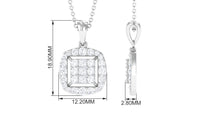 Round and Princess Cut Moissanite Pendant in Illusion Setting