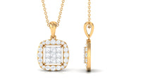 Round and Princess Cut Moissanite Pendant in Illusion Setting