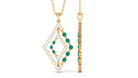 Real Emerald Designer Rhombus Pendant with Diamond