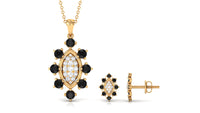 Black Onyx and Diamond Statement Pendant and Earrings Set