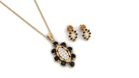 Black Onyx and Diamond Statement Pendant and Earrings Set