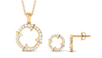 Certified Diamond Circle Necklace Earrings Set