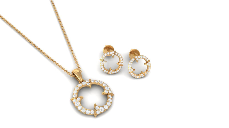 Rosec Jewels Certified Diamond Circle Necklace and Earrings Jewelry Set featuring sparkling diamond accents and elegant design.
