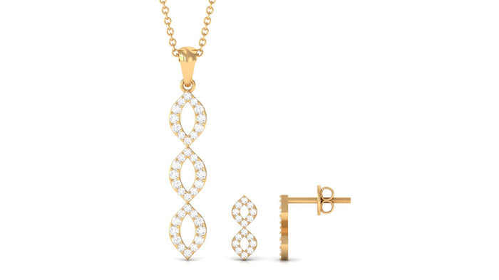 Elegant natural diamond infinity jewelry set for women featuring sparkling diamonds and sleek design by Rosec Jewels.