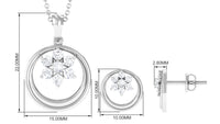 1 CT Real Diamond Floral Pendant Necklace and Stud Earring Set