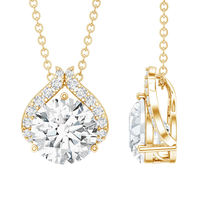 Round lab-grown diamond pendant necklace in 8mm size by Rosec Jewels, showcasing the sparkling, elegant jewelry piece.