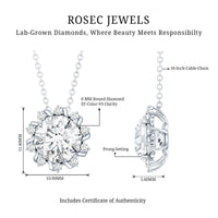 8 MM Round Cut Lab Grown Diamond Starburst Necklace