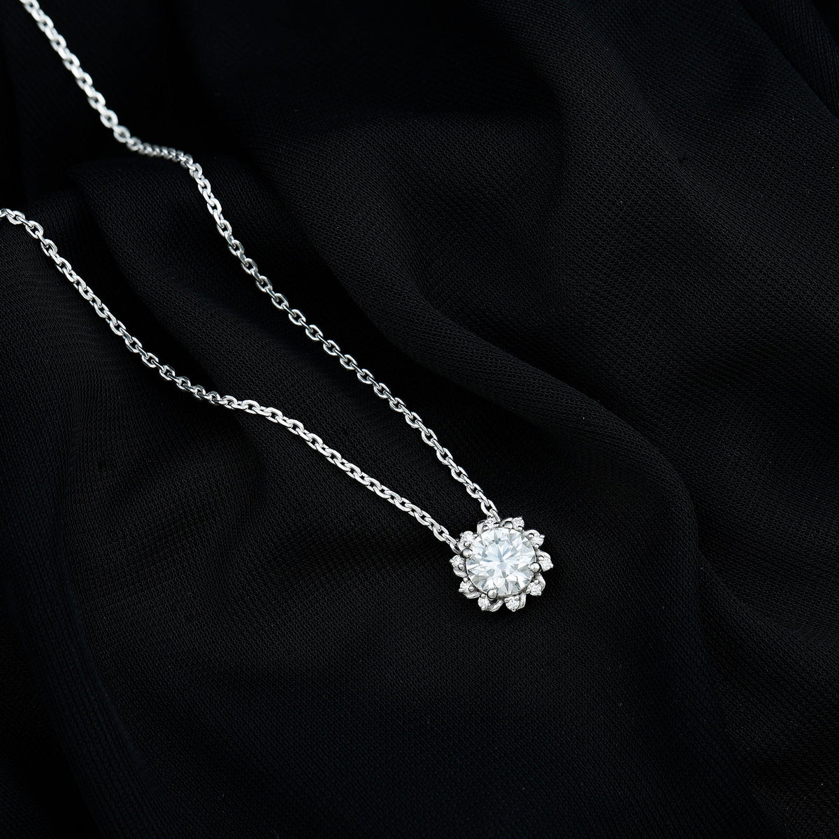 8 MM Round Cut Lab Grown Diamond Starburst Necklace