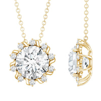 8 MM Round Cut Lab Grown Diamond Starburst Necklace