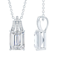 6X8 MM Solitaire Lab Grown Diamond Emerald Cut Necklace