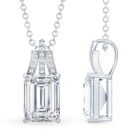 6X8 MM Solitaire Lab Grown Diamond Emerald Cut Necklace