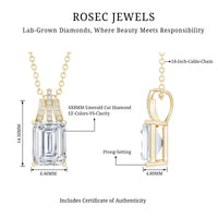 6X8 MM Solitaire Lab Grown Diamond Emerald Cut Necklace