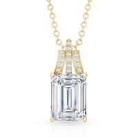 6X8 MM Solitaire Lab Grown Diamond Emerald Cut Necklace