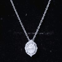 6X8 MM Oval Shaped Lab Grown Diamond Wedding Necklace With Halo