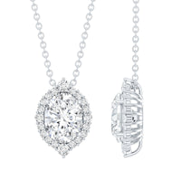 6X8 MM Oval Shaped Lab Grown Diamond Wedding Necklace With Halo