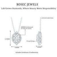 6X8 MM Oval Shaped Lab Grown Diamond Wedding Necklace With Halo
