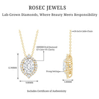 6X8 MM Oval Shaped Lab Grown Diamond Wedding Necklace With Halo