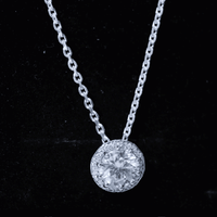 Certified 8 MM Circle Lab Grown Diamond Necklace With Halo