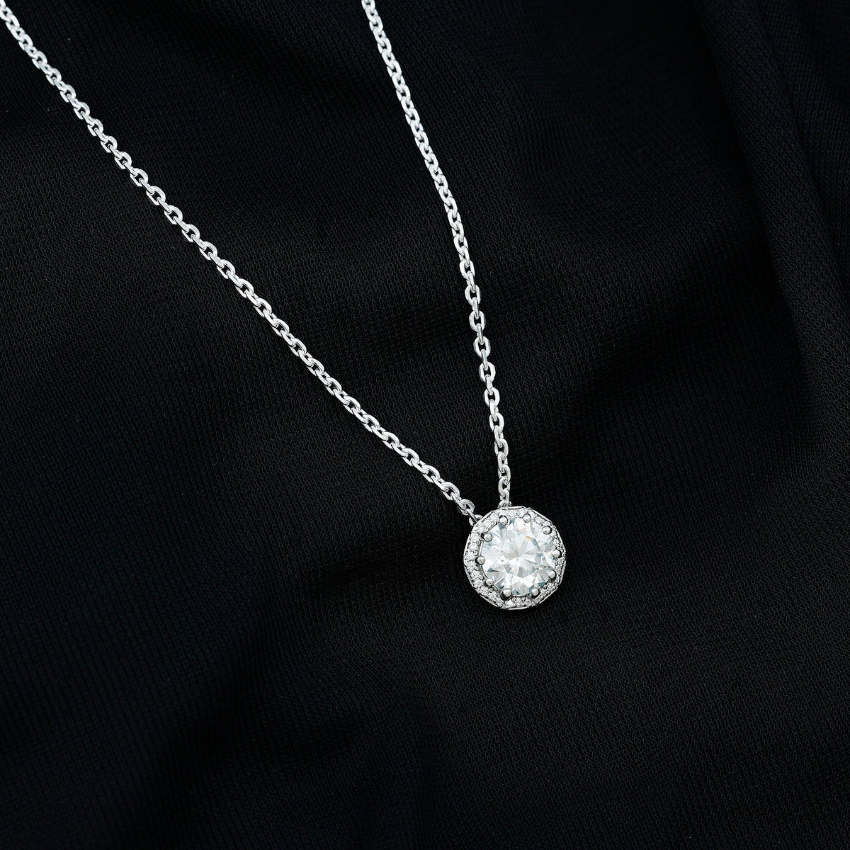 Certified 8 MM Circle Lab Grown Diamond Necklace With Halo
