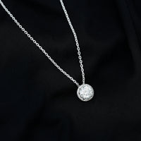 Certified 8 MM Circle Lab Grown Diamond Necklace With Halo