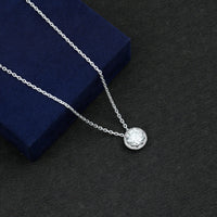 Certified 8 MM Circle Lab Grown Diamond Necklace With Halo