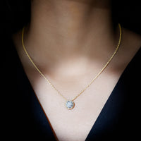 Certified 8 MM Circle Lab Grown Diamond Necklace With Halo