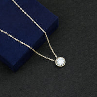 Certified 8 MM Circle Lab Grown Diamond Necklace With Halo