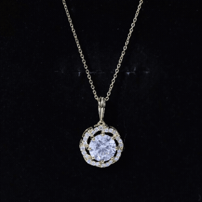 Yellow gold lab-grown diamond bridal pendant necklace featuring a 2-carat certified diamond by Rosec Jewels