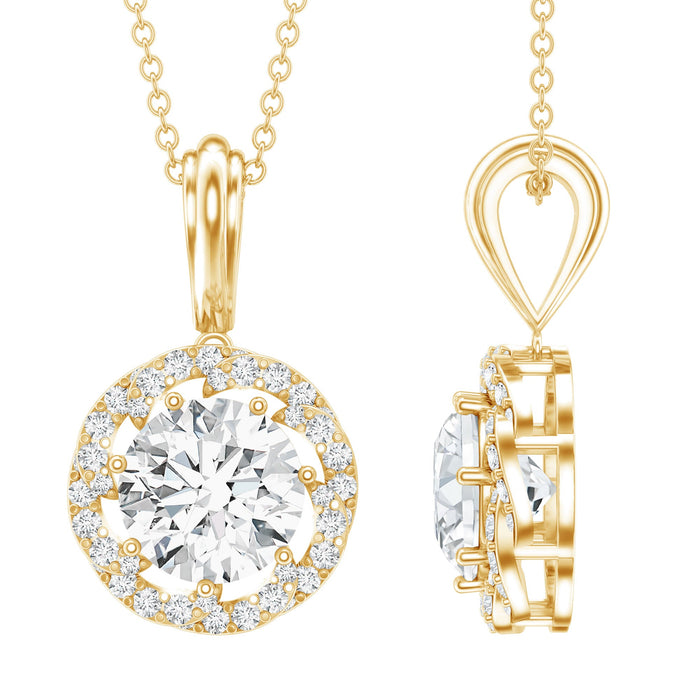 Lab-grown 2 carat diamond bridal pendant necklace by Rosec Jewels, featuring a sparkling pendant design for brides.