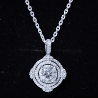 2 Carat Lab Grown Diamond Double Halo Necklace With Decorated Bail
