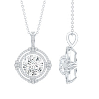 2 Carat Lab Grown Diamond Double Halo Necklace With Decorated Bail