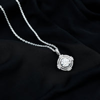 2 Carat Lab Grown Diamond Double Halo Necklace With Decorated Bail