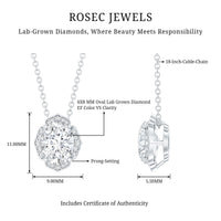 6X8 MM Oval Shape Lab Grown Diamond Vintage Flower Necklace
