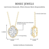 6X8 MM Oval Shape Lab Grown Diamond Vintage Flower Necklace