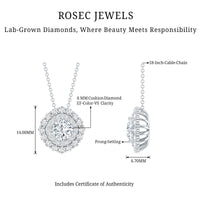 Lab Grown Round Diamond Double Halo Bridal Necklace With Accent