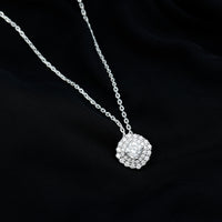Lab Grown Round Diamond Double Halo Bridal Necklace With Accent