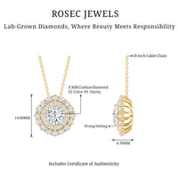 Lab Grown Round Diamond Double Halo Bridal Necklace With Accent