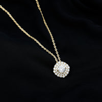 Lab Grown Round Diamond Double Halo Bridal Necklace With Accent