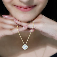 Lab Grown Round Diamond Double Halo Bridal Necklace With Accent