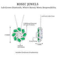 2 Carat Lab Grown Diamond Emerald Flower Bridal Necklace