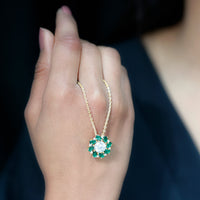 2 Carat Lab Grown Diamond Emerald Flower Bridal Necklace