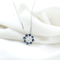 Lab Grown Diamond Art Deco Necklace With Blue Sapphire