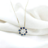 Lab Grown Diamond Art Deco Necklace With Blue Sapphire